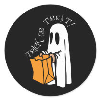 Trick or Treat Ghost Round Stickers