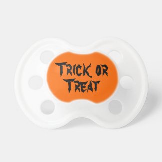 Trick or Treat Halloween Babys Binkie Black Orange