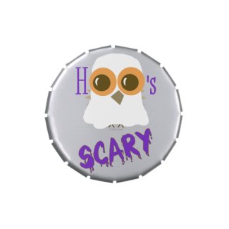 Trick or Treat Halloween Candy Tins Cute Owl Ghost