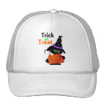 Trick Or Treat Halloween Cat With Pumpkin Trucker Hats