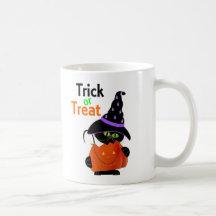 Trick Or Treat Halloween Cat With Pumpkin Mug