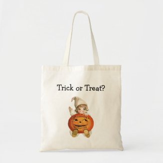 Trick or Treat Halloween Cute Vintage Girl Canvas Bags