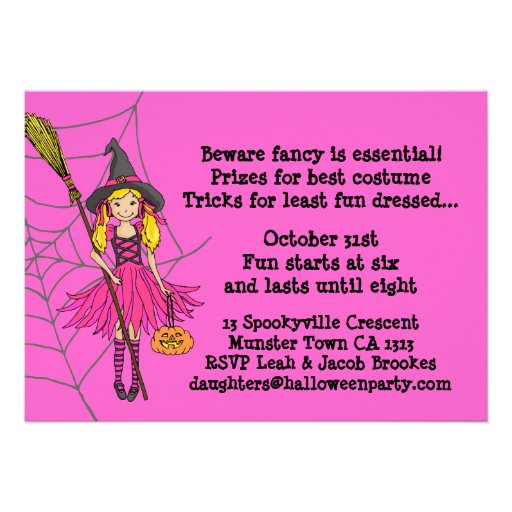 Trick or treat Halloween girls party invitation