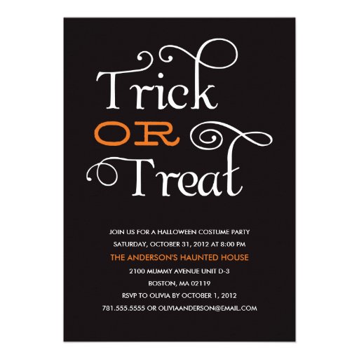 TRICK OR TREAT | HALLOWEEN PARTY INVITATION (front side)