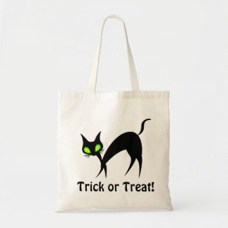 trick or treat halloween print - Black Cat Canvas Bag
