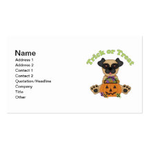 Trick or Treat Halloween Pugs Business Card Templates