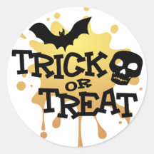 Trick Or Treat Halloween Splat Round Stickers