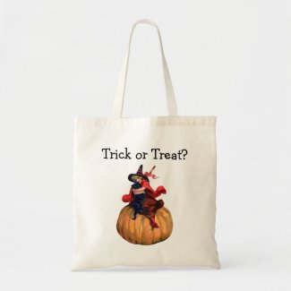 Trick or Treat Halloween Vintage Girl Witch Canvas Bags