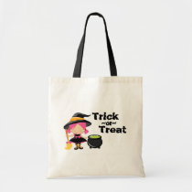 Trick or treat Halloween witch canvas tote bag