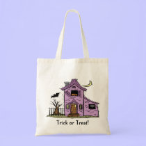 Trick or Treat Hanted House Tote bags