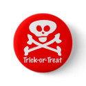 Trick-or-Treat Skull Crossones button