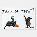 Trick or Treat Witches Cat Duo Yard Sign