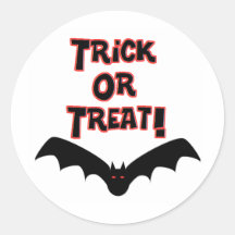 Trick or Treat with bat Round Sticker