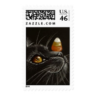 Trick with Treats! - Black Cat & Candy Corn stamp