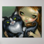 Tricksy Tuxedo Cat ART PRINT big eye cat fairy Tricksy Tuxedo Cat ART PRINT big eye cat fairy