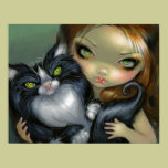 Tricksy Tuxedo Cat ART PRINT big eye cat fairy posters by strangeling Tricksy Tuxedo Cat ART PRINT big eye cat fairy posters