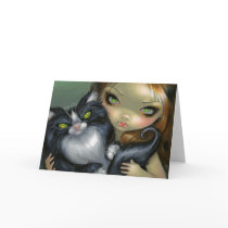 “Tricksy Tuxedo Cat” Greeting Card