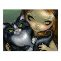 "Tricksy Tuxedo Cat" Postcard postcards