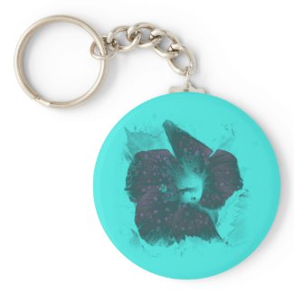 Tricolor Abstract Hibiscus zazzle_keychain