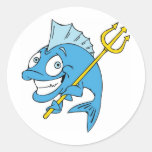Trident the Fish Round Stickers