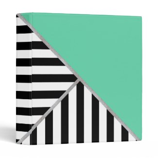 Trifold Teal and Stripes 3 Ring Binders