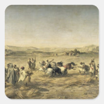 Trigo de trilla en Argelia, 1853 Calcomanía Cuadradas
