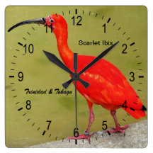 Trinidad and Tobago Scarlet Ibis Square Wall Clock