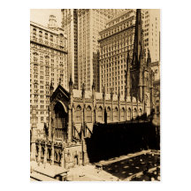 Trinity Church & Church Yard Lower Manhattan NYC Postcard