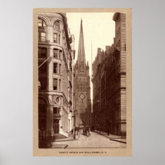 Trinity Church, Wall Street, New York City c1910 print