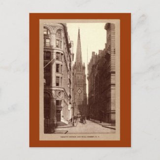 Trinity Church, Wall Street, New York City c1910 V postcard