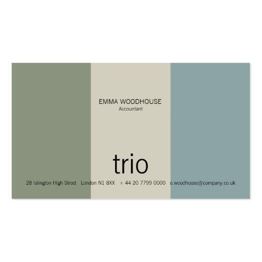 Trio Cadet Blue, Sea Green & Grey Business Card Templates (front side)
