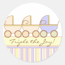 Trio Carriage Triplet Girl and Boy Sticker