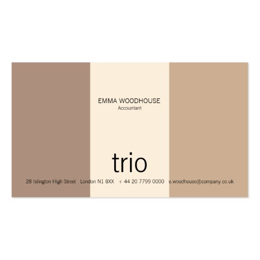 Trio Cream, Tan & Brown Business Cards (front side)