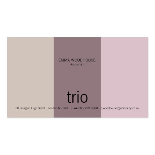 Trio Lilac & Mauve Business Card Templates (front side)