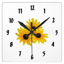 Trio of Black-Eyed Susans Square Wall Clock