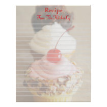 Trio Of Cherry Cupcakes Lined Recipe Letterhead