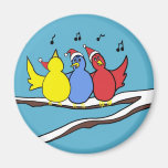 Trio of Colorful Carolling Songbirds Refrigerator Magnet