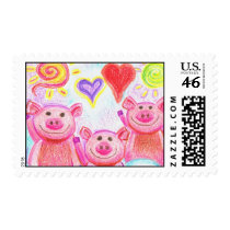 Trio of Pigs Postage Stamps stamps