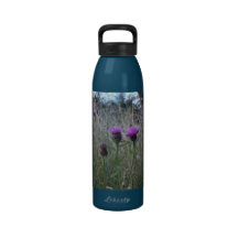 Trio of purple thistles water bottles