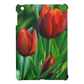 Trio of Red Tulips flower nature dedication paint iPad Mini Case