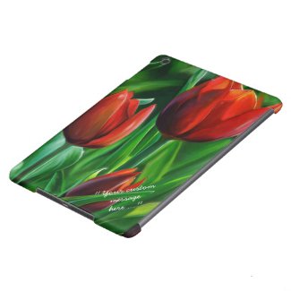 Trio of Red Tulips flower nature digital painting