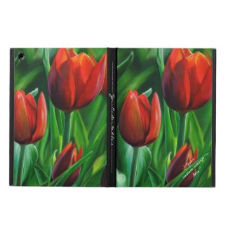 Trio of Red Tulips flower nature digital painting iPad Air Covers