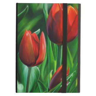 Trio of Red Tulips flower nature digital painting iPad Air Covers