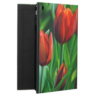 Trio of Red Tulips flower nature digital painting iPad Air Covers