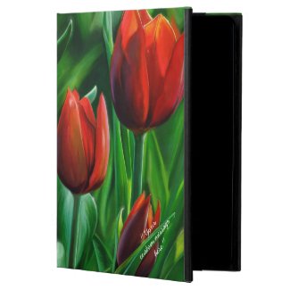 Trio of Red Tulips flower nature digital painting iPad Air Covers