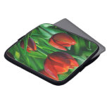 Trio of Red Tulips flower nature flora painting Laptop Sleeve