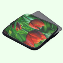 Trio of Red Tulips flower nature flora painting laptop sleeves