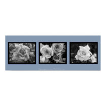 Trio of Roses On Blue  by TDGallery posters