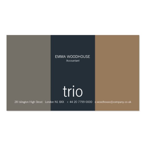 Trio Teal, Grey & Light Brown Business Cards (front side)
