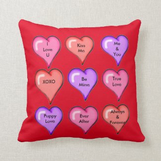 Triple Colored Heart Personalized Square Pillow
